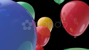 Red, Green And Red Balloons Fly Transition With Alpha. Stock Footage