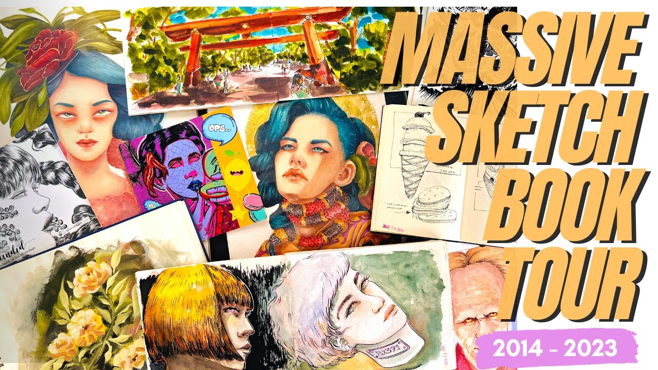 OLD SKETCHBOOK TOUR + Artworks | Portraits, Watercolors, Inktober - YouTube