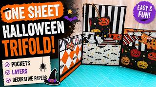 🎃 One Sheet Halloween Trifold | Pockets, Layers & Decorative Papers