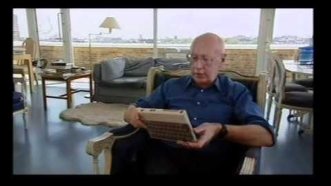 Sir Clive Sinclair with the white millionth ZX Spectrum