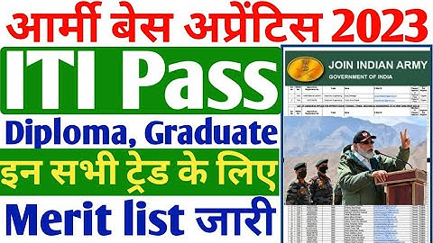 Indian Army Base Apprentice 2023, ITI,Diploma,Graduate 2023 512 Army  Base Apprentice Merit list