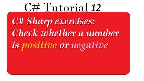 How To Check Number is Positive Or Negative in C#