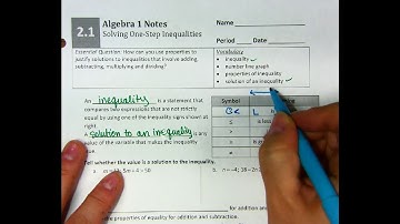 Algebra 1 - Lesson 2.1 Video Notes Part A