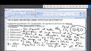 NECO 2018 CHEMISTRY OBJECTIVE PAST QUESTION 19 Efflorescence screenshot 3