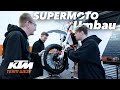 Die ktm exc wird auf super moto umgebaut