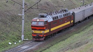 Freight and passenger trains on the Trans-Siberian Railway. Russia. Kirov region. September 2021.