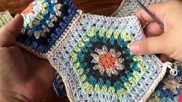 Part 1 of 3: Continuous JAYG using SC and PLT for Hexagons - motif single crochet joining method, a