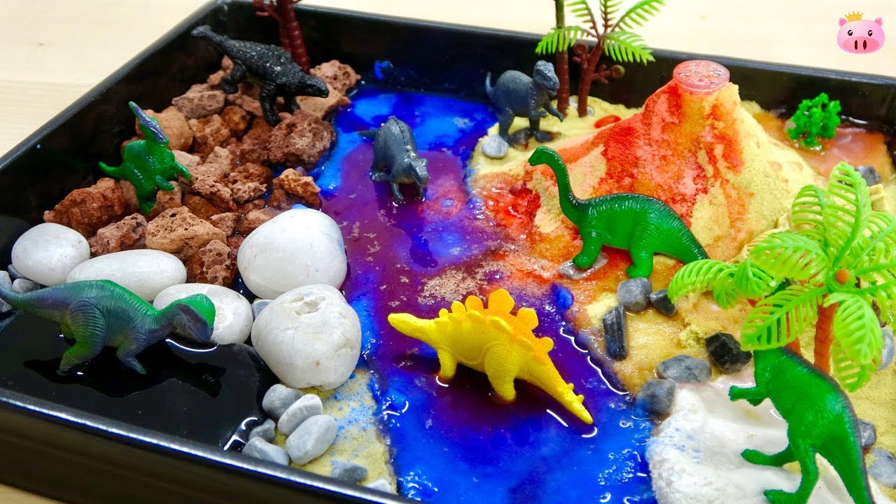 スライム・砂・クエン酸でミニ恐竜ジオラマを構築！「Dinosaur Habitat