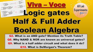 Logic Gates | Boolean Algebra | Half Full Adder | Viva-Voce
