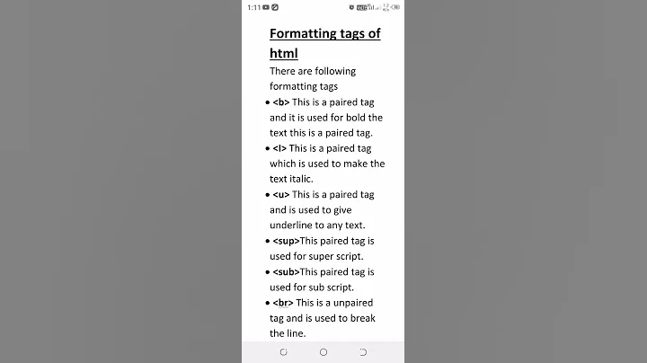 Formatting tags in html part 1