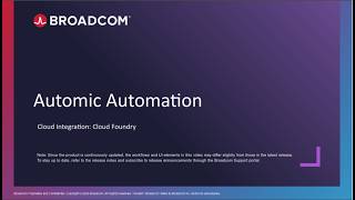 Automic Automation Cloud Integration: Cloud Foundry