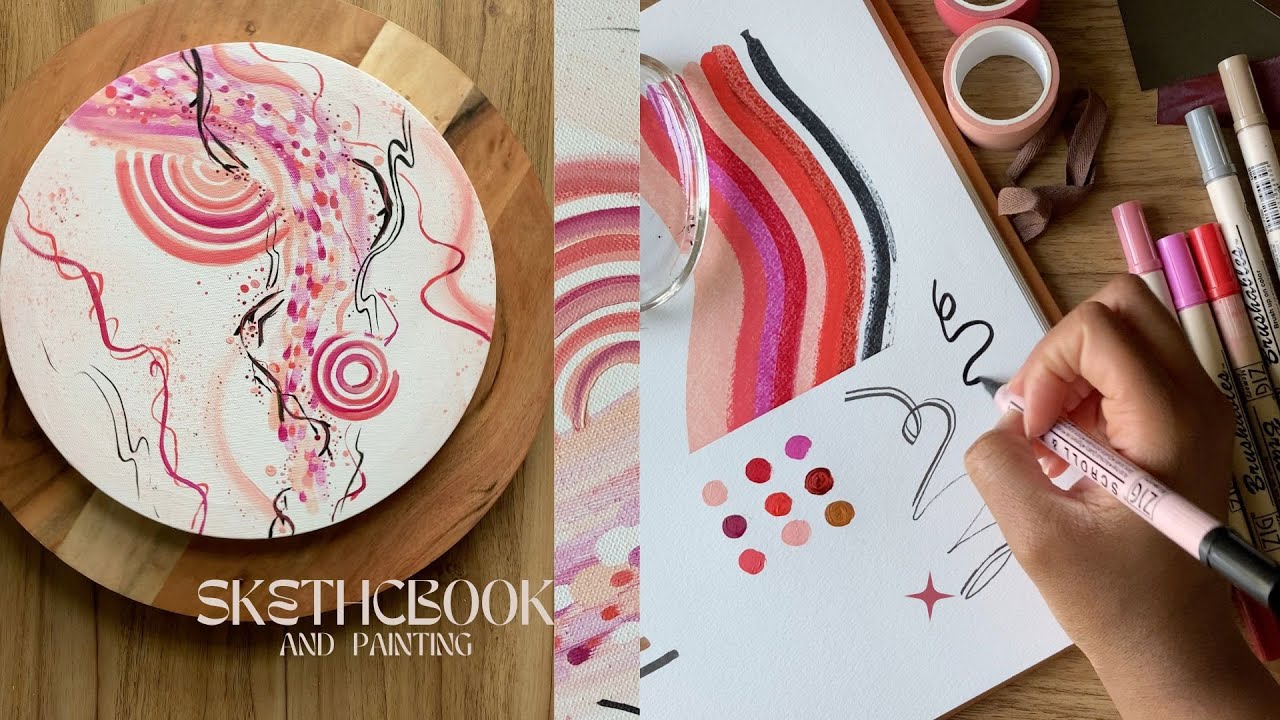 painting process 🌸 sketchbook and acrylic painting - YouTube