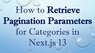 How to Retrieve Pagination Parameters for Categories in Next.js 13