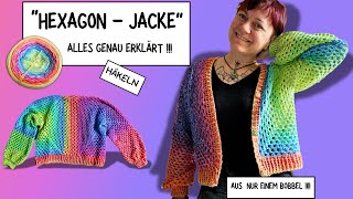 #4 'Hexagon Jacke'  aus nur einem Bobbel !  #häkeln , #hexagoncardigan , #hexagon