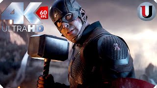 Captain America Lifts Thor,s Hammer - Avengers Endgame - Iron Man \& Thor vs Thanos MOVIE CLIP (4K)