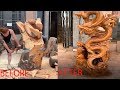 Amazing Fastest Skill Wood Carving With Chainsaw, Pinnacle of wood sculpture art - Woodworking