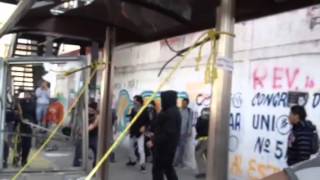 Protesters destroy bus stop in #mexico city