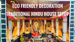 Eco friendly ganpati decoration | Ganpti decoration ideas | पारंपारिक हिंदू घर सेटअप