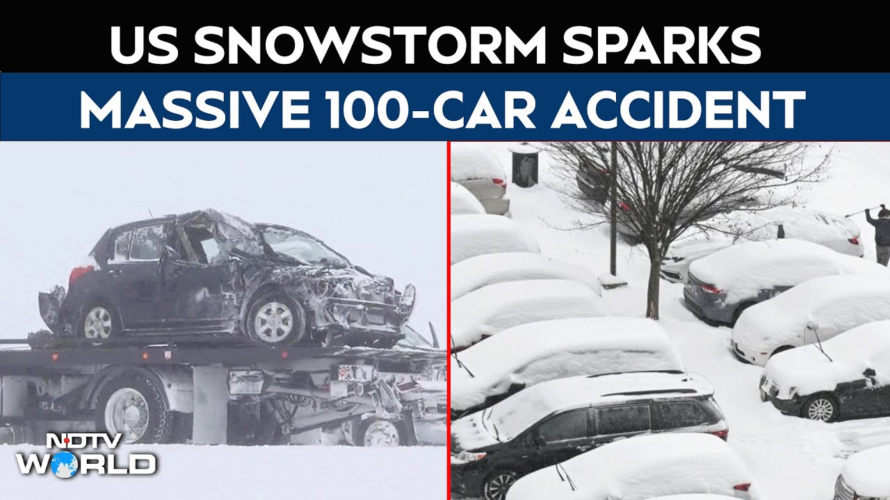 US Snowstorm | Winter Storm Causes Chaos Across The US, 100+ Cars Pile ...
