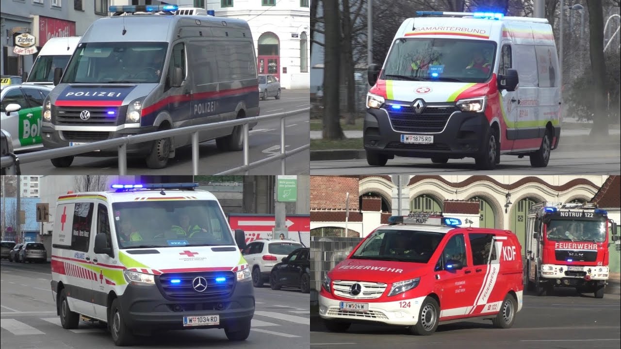 [Einsatzfahrten in WIEN🇦🇹🚨] HLF, NKTW, GefKw und mehr | Feuerwehr Wien, Rettungsdienst & Polizei |