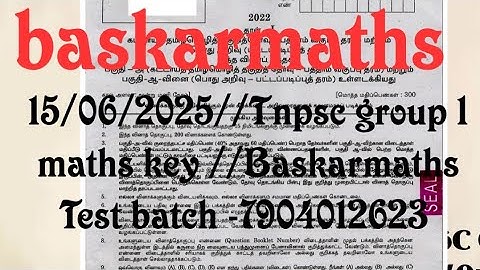 15/06/2025//Tnpsc group 1 maths key //Baskarmaths Test batch -7904012623//@baskarmaths