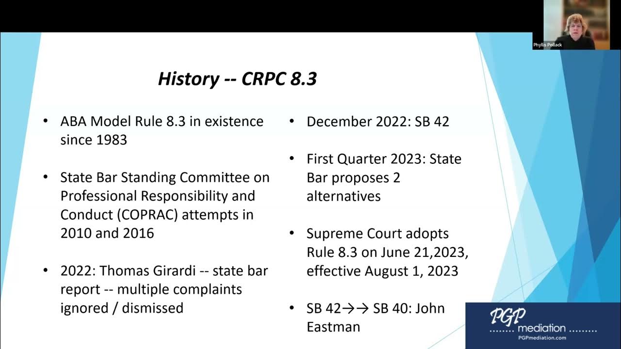 California rule of professional conduct 8 3 in a nutshell by phyllis