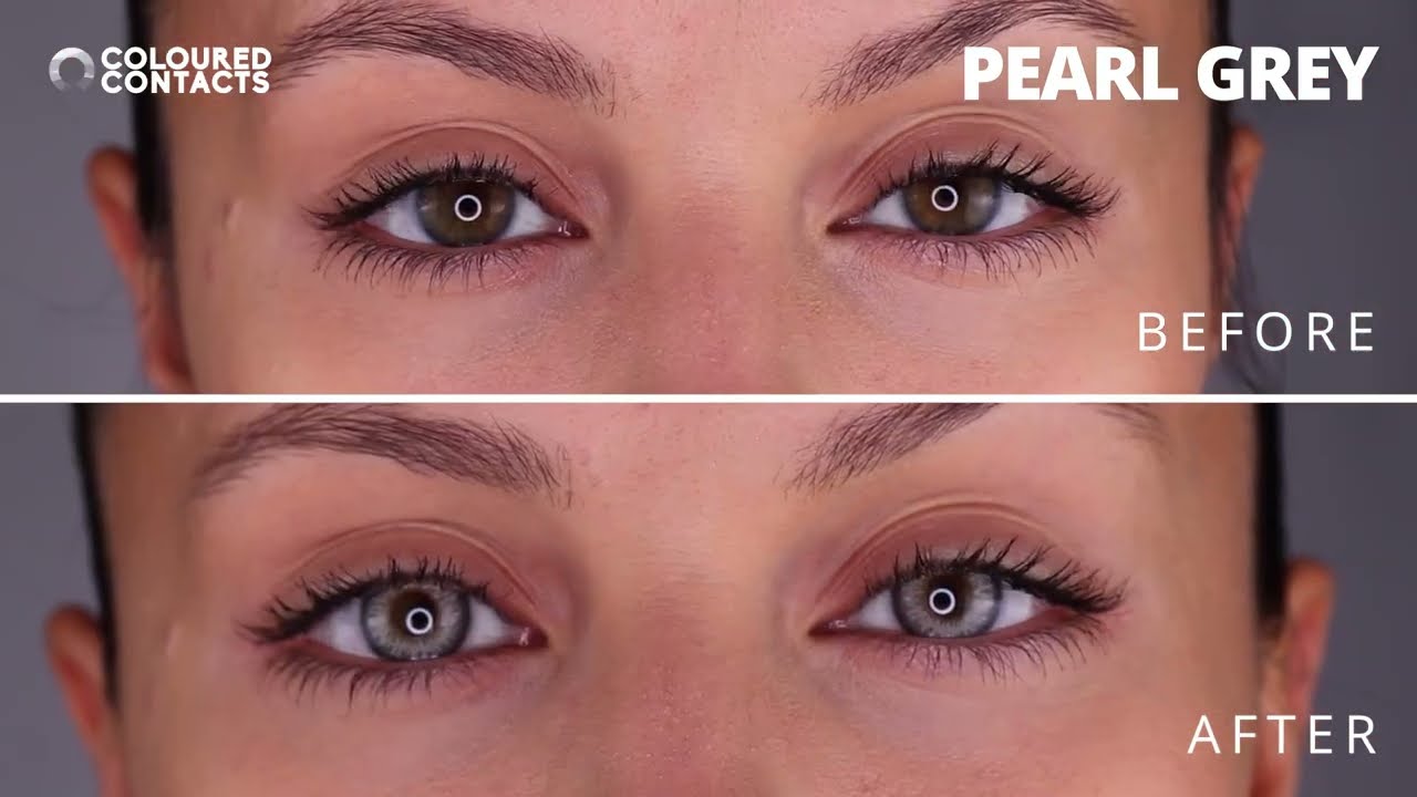 Pearl Grey Contact Lenses | Before & After On Brown Eyes