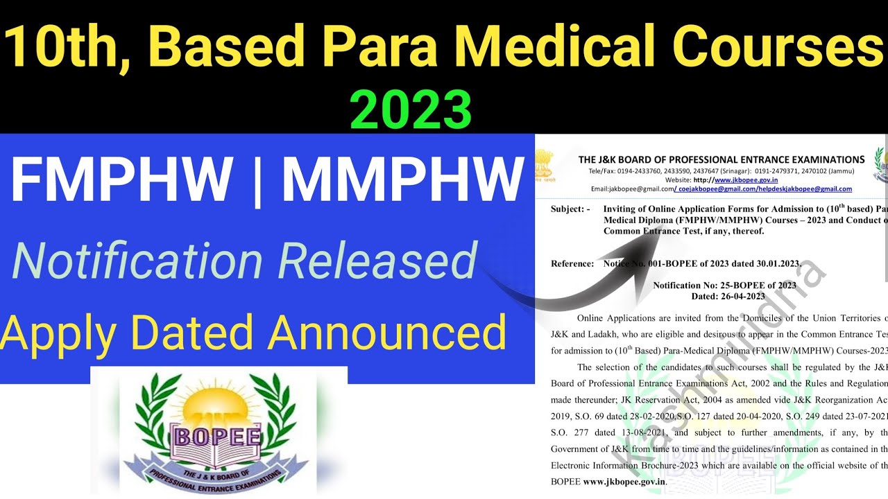 10th Based Para Medical Courses 2023 | FMPHW, MMPHW Courses 2023