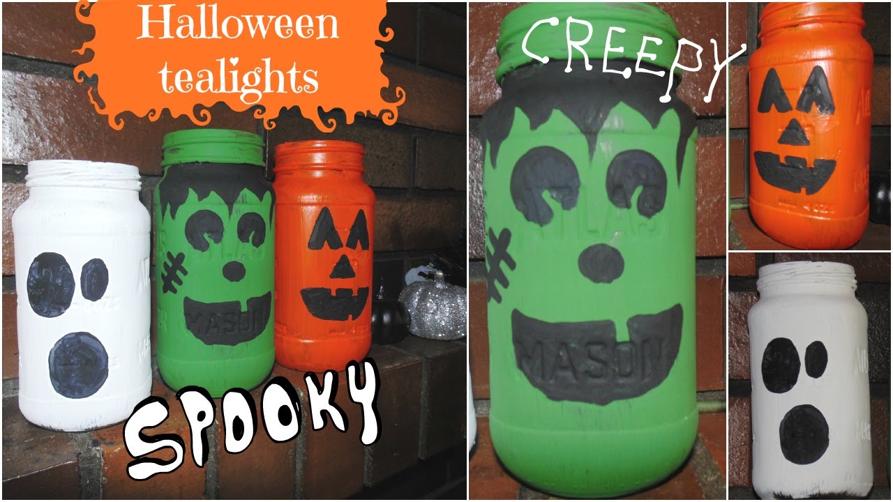 Halloween DIY Series 1 Tealight Mason Jars Pinterest Inspired
