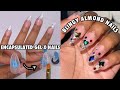 Encapsulated Glitter Ombre Gel X Nails | Full Cover Almond Nails | Blingy Rhinestone | Apres Dupe