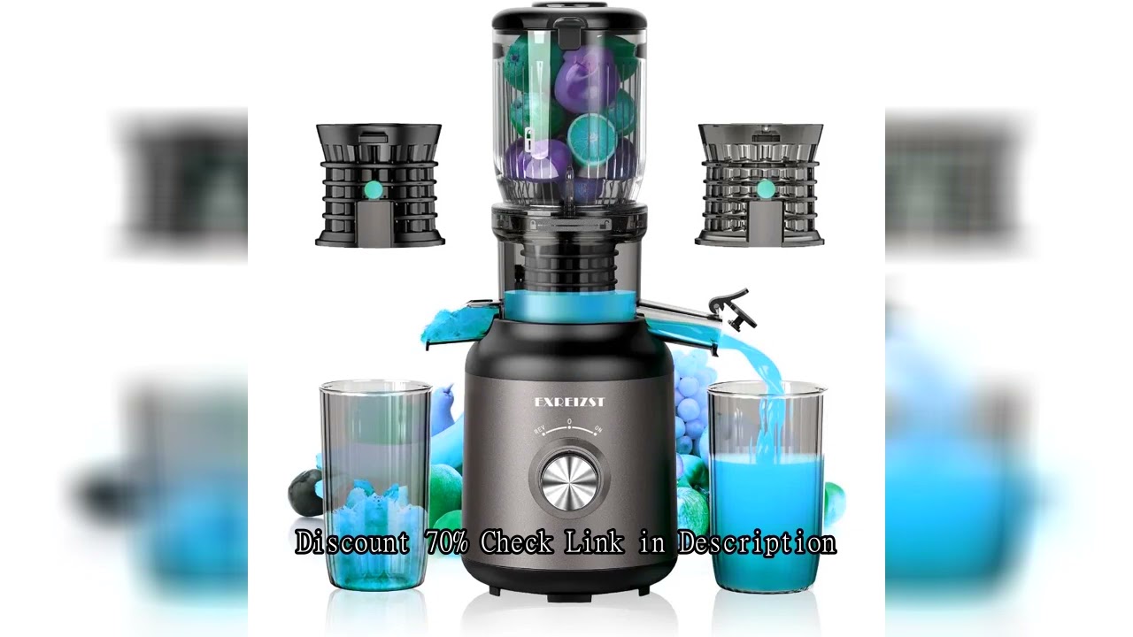 Cold press juicer with 4.2inch large feed chute for whole fruits and vegetables slow juicing extract