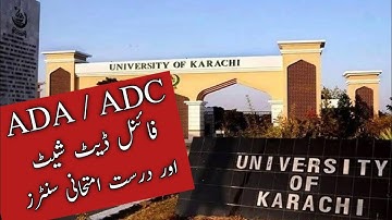 ADA Private Examination Schedule and Exam Center | ADC Exam University of Karachi | Final Date Sheet