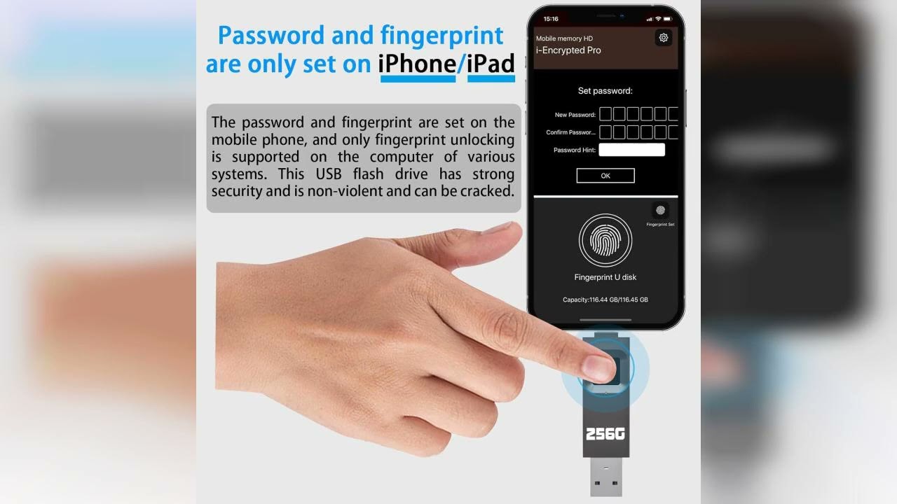 Review: YIGORN 256GB Encrypted USB Drive,Fingerprint Flash Drive,Secure Password Protected U D...