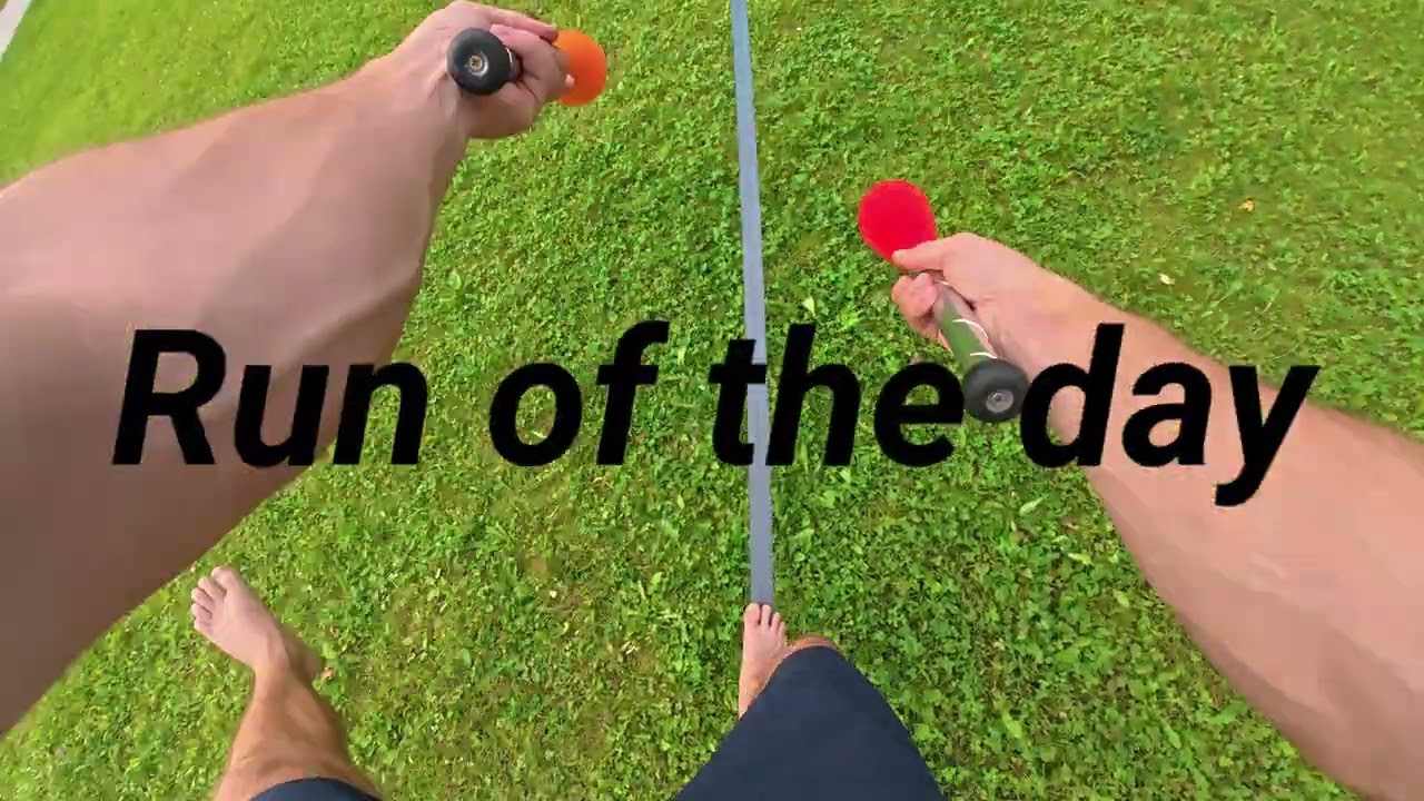 One year cone juggling progression + on the slackline