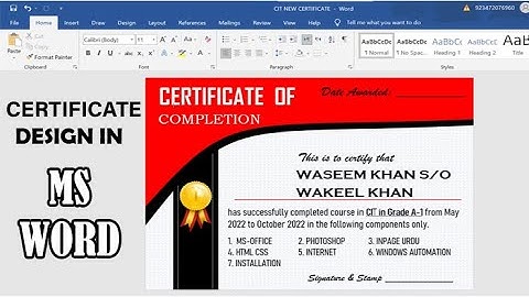 Certificate Design in MS Word | Professional Certificate Making in Microsoft Word | Urdu hindi