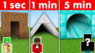 WE BUILT THE BEST SECURITY TUNNEL! 5 SECONDS VS 1 MIN VS 5 MIN (Minecraft)