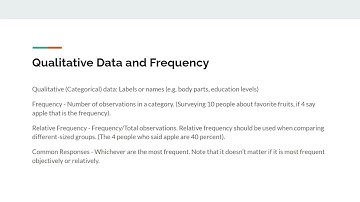 2.1 - Statistics -  Qualitative Data