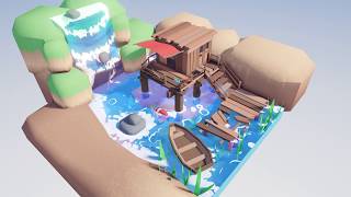 Blender 2.8(EEVEE) Pure-Toon Water 'waterfall'