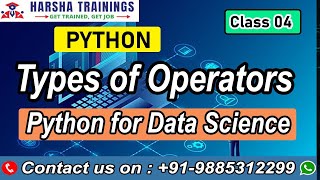 What is Operators | Types of Operators | Python for Data Science | Class 04