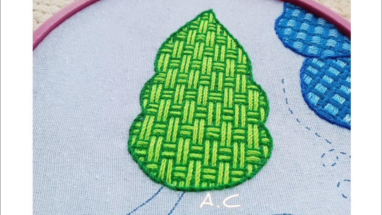 como bordar una hoja#42una bella puntada ideal para cualquier diseño entre flores,canastas,animales.