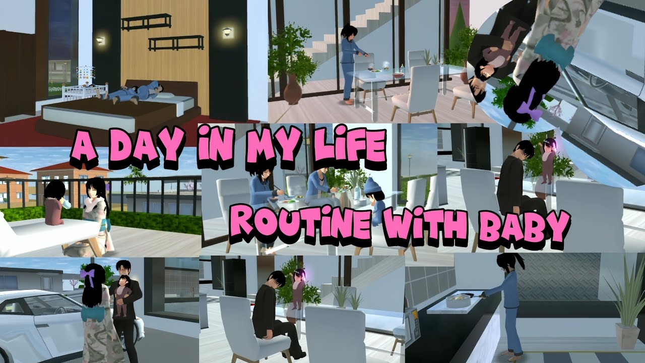 A day in my life ✿Routine with baby✿ ||drama sakura school simulator|| #1