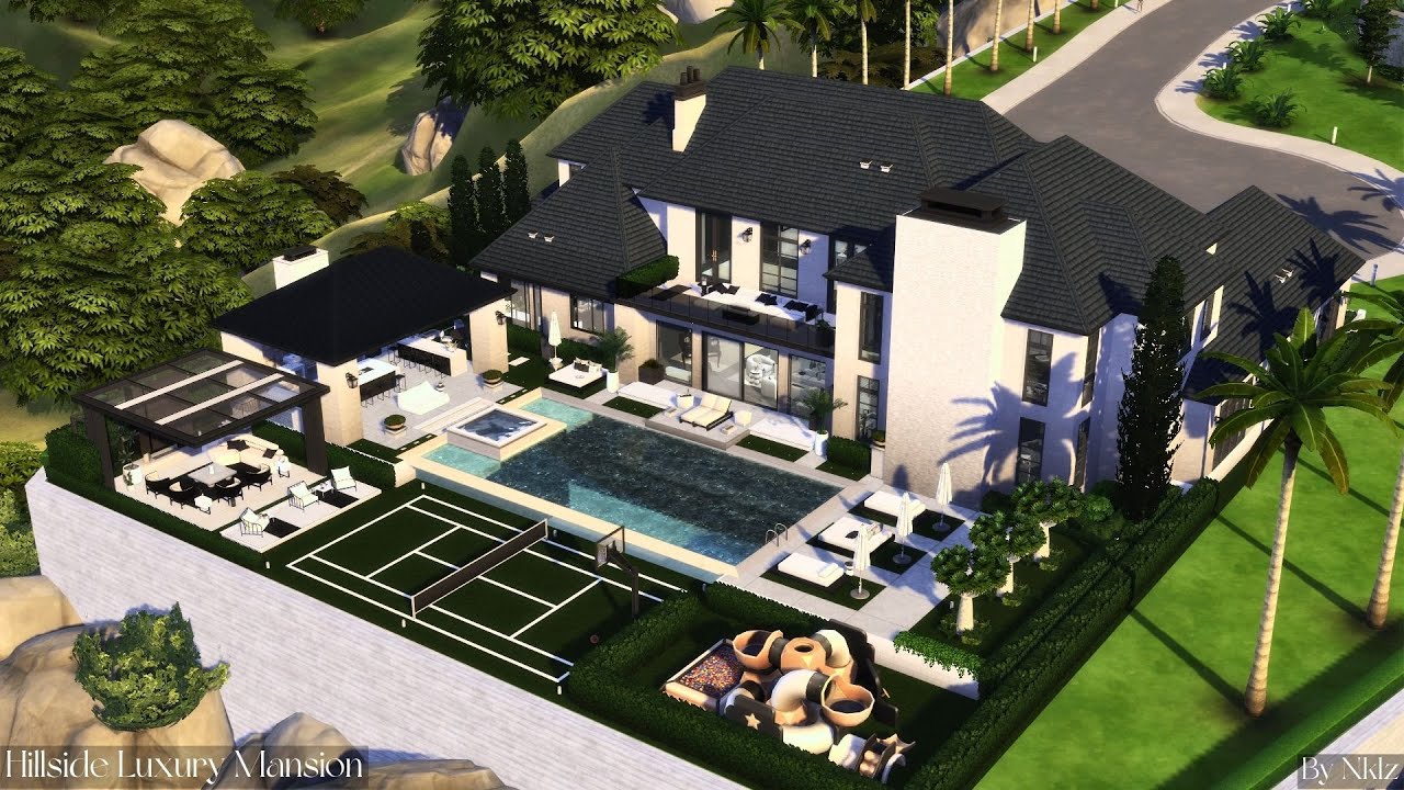 Hillside Luxury Mansion || House Tour || CC build (TRAY+CC+LINKS)