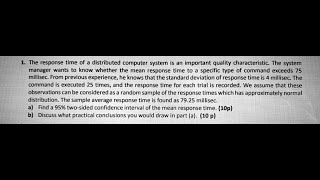 [Math] The response time of a distributed computer system is an important quality characteristic: Th