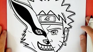 TUTORIAL COMO DESENHAR o #NARUTO modo KURAMA CHIBI passo a passo 