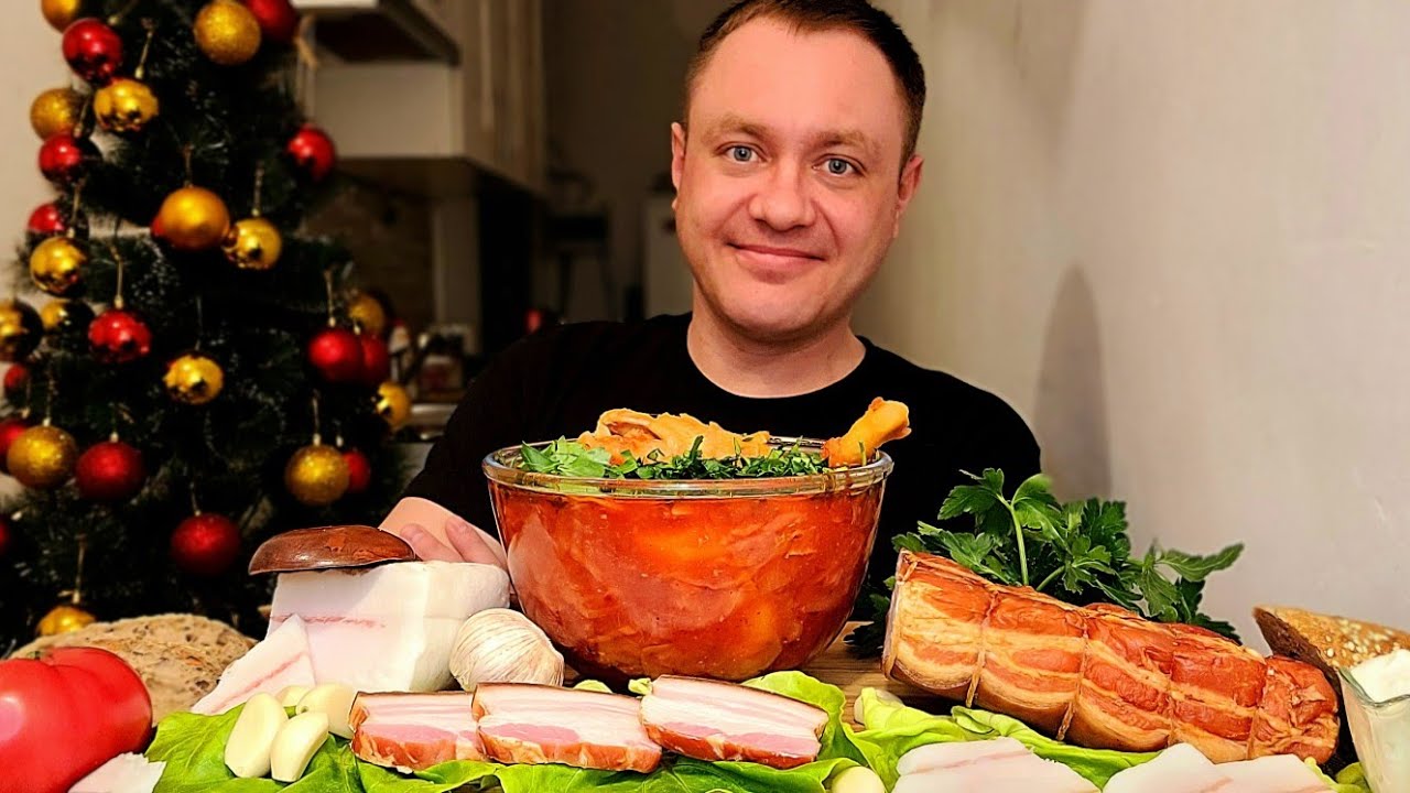 МУКБАНГ. ОБЖОР. БОРЩ ИЗ ПЕТУХА (МУЖ КУРИЦЫ), САЛО, КОРЕЙКА ИЗ ТАГАНРОГА, ЧЕСНОК. АСМР. MUKBANG.