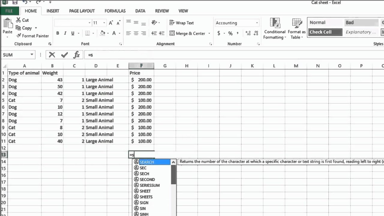 how-to-use-the-sum-sumif-and-sumifs-functions-in-excel-2013-youtube