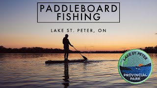 Fishing on iRocker Blackfin XL Paddleboard. Lake St. Peter Provincial Park.