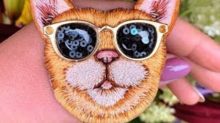 Вышивка гладью броши Рыжий кот. Обзор материалов для вышивки броши. Марафон по вышивке Вышивка гладью броши Рыжий кот. Обзор материалов для вышивки броши. Марафон по вышивке