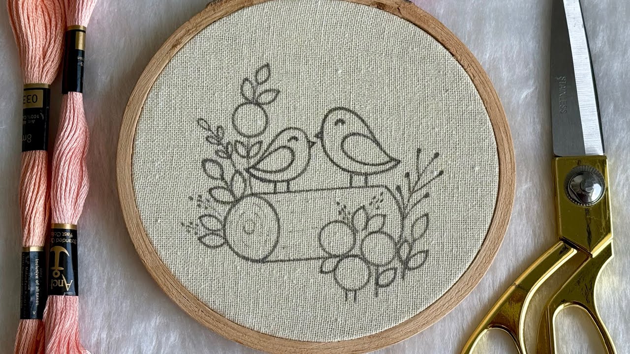 Very Easy Hand Embroidery Design For Beginners❤️Two Birds In A Forest Embroidery By Gossamer | DIY 