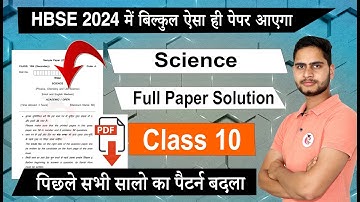 HBSE Class 10 Science Sample Paper 2024 Solution/ Haryana Board 10th Science Question Paper Analysis